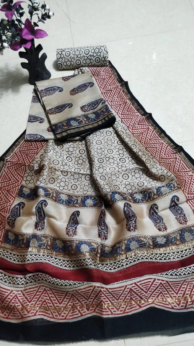 Pure chanderi silk suit SILK ZONE