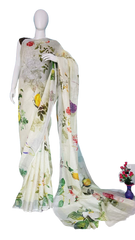 Linen digital print Saree SILK ZONE