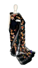 Linen digital print Saree SILK ZONE