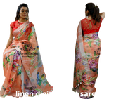 Linen digital print Saree SILK ZONE