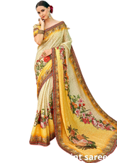 Linen digital print Saree SILK ZONE