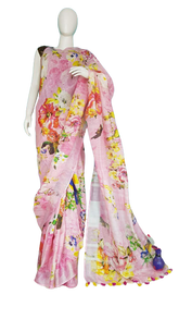 Linen digital print Saree SILK ZONE
