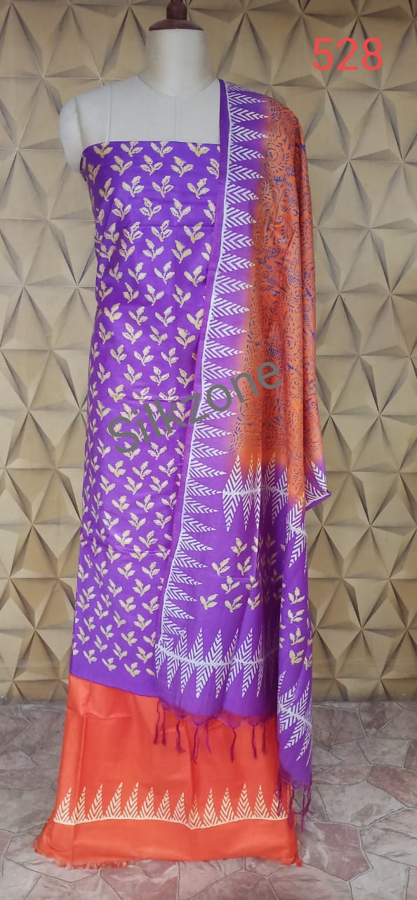 Soft silk hand print suit SILK ZONE