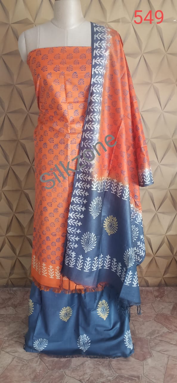 Soft silk hand print suit SILK ZONE