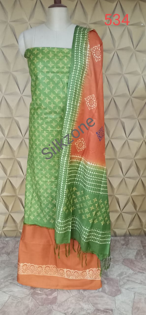 Soft silk hand print suit SILK ZONE