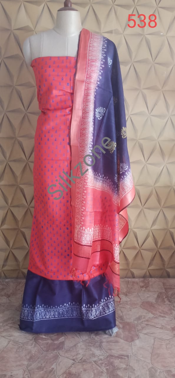 Soft silk hand print suit SILK ZONE