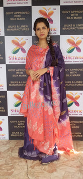 Soft silk hand print suit SILK ZONE