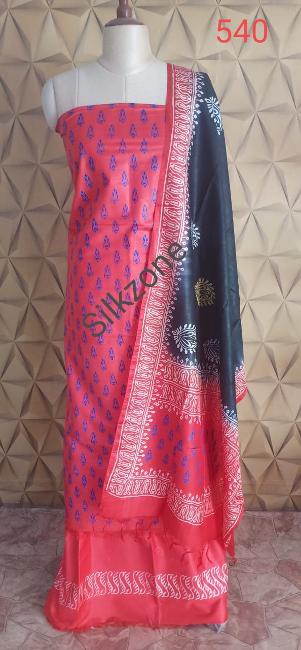 Soft silk hand print suit SILK ZONE