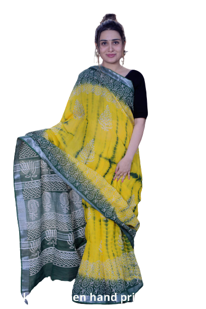 Khadi linen printed saree SILK ZONE