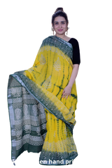 Khadi linen printed saree SILK ZONE