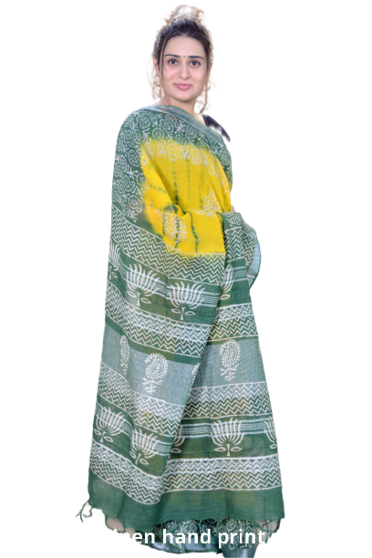 Khadi linen printed saree SILK ZONE
