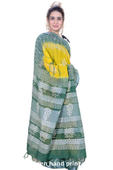 Khadi linen printed saree SILK ZONE