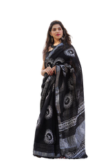 Khadi linen printed saree SILK ZONE