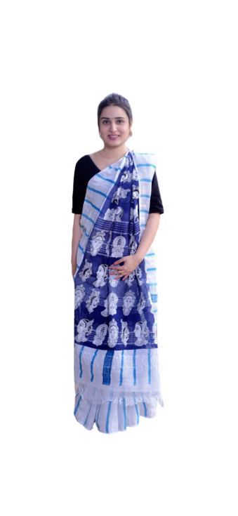 Khadi linen printed saree SILK ZONE