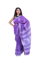 Khadi linen printed saree SILK ZONE