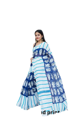 Khadi linen printed saree SILK ZONE