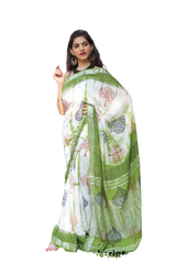 Khadi linen printed saree SILK ZONE