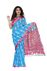 Khadi linen printed saree SILK ZONE