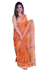 Khadi linen printed Saree SILK ZONE