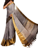 Pure linen plane saree SILK ZONE