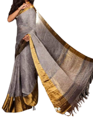 Pure linen plane saree SILK ZONE