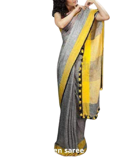 Pure linen plane saree SILK ZONE