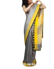 Pure linen plane saree SILK ZONE