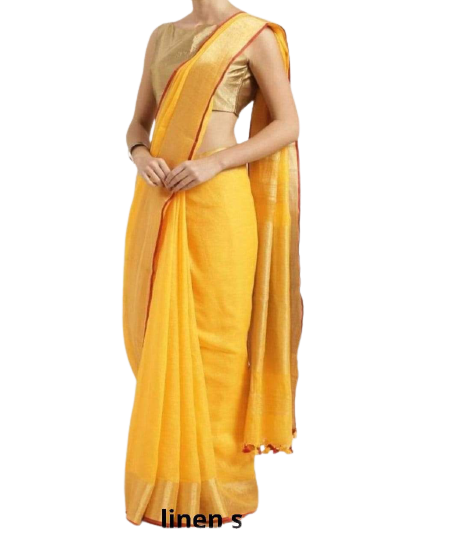 Pure linen plane saree SILK ZONE