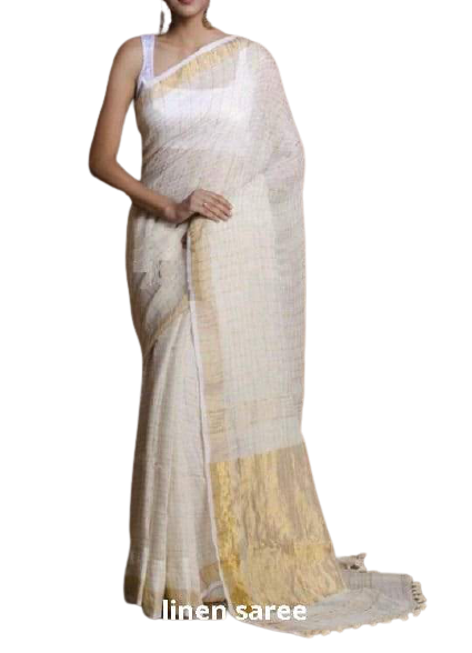 Pure linen checks saree SILK ZONE