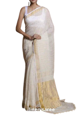 Pure linen checks saree SILK ZONE