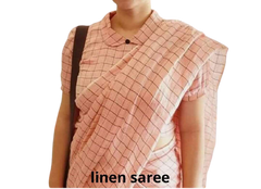 Pure linen checks saree SILK ZONE