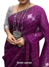 Pure linen checks saree SILK ZONE