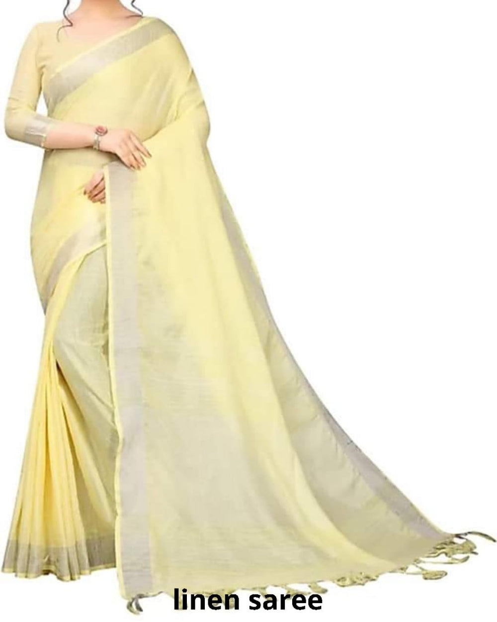 Pure linen plane saree SILK ZONE