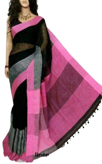 Pure linen plane saree SILK ZONE