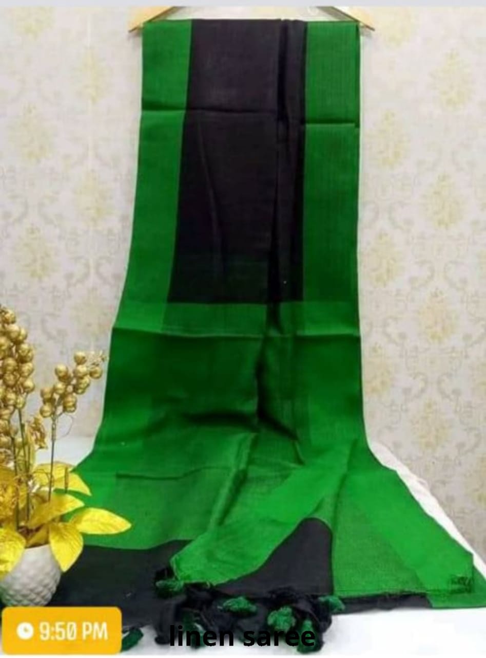 Pure linen plane saree SILK ZONE