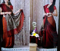 Pure linen plane saree SILK ZONE