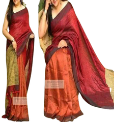Pure linen plane saree SILK ZONE