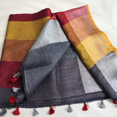Pure linen plane saree SILK ZONE