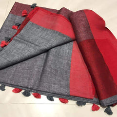 Pure linen plane saree SILK ZONE