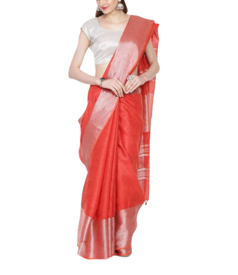 Pure linen plane saree SILK ZONE