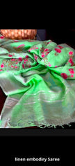 Pure linen embroidery saree SILK ZONE