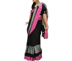 Pure linen plane saree SILK ZONE