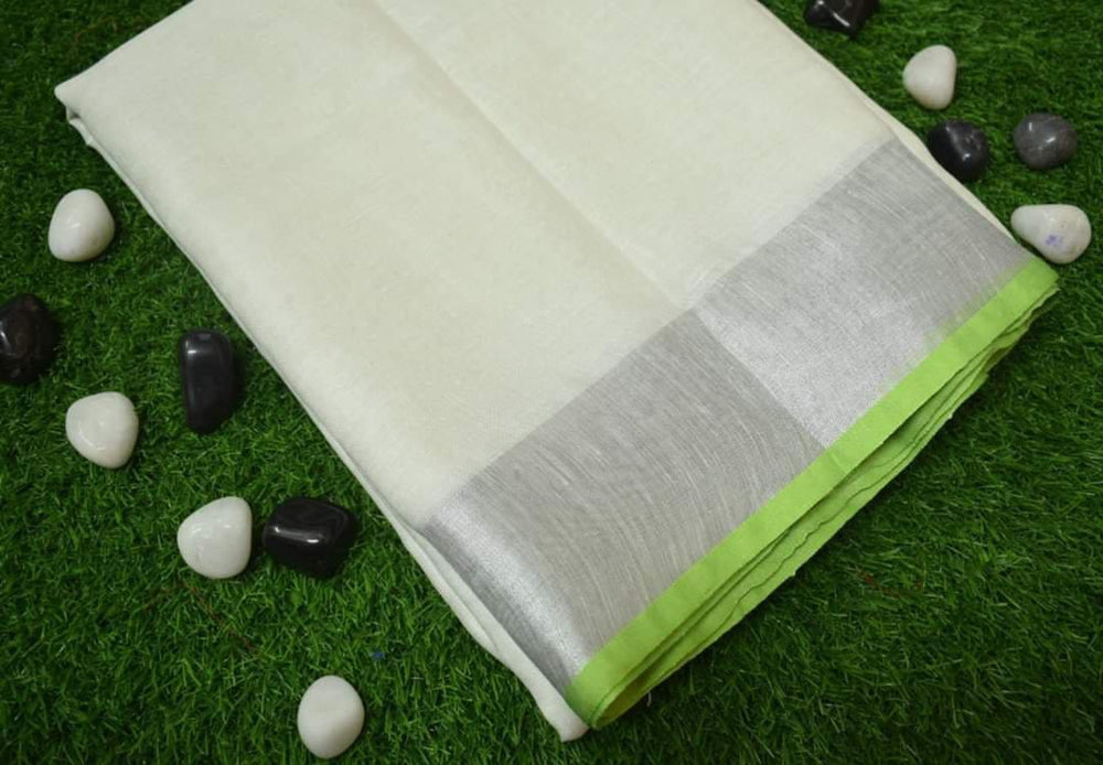 Pure linen plane saree SILK ZONE