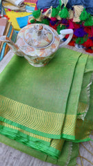 Pure linen plane saree SILK ZONE