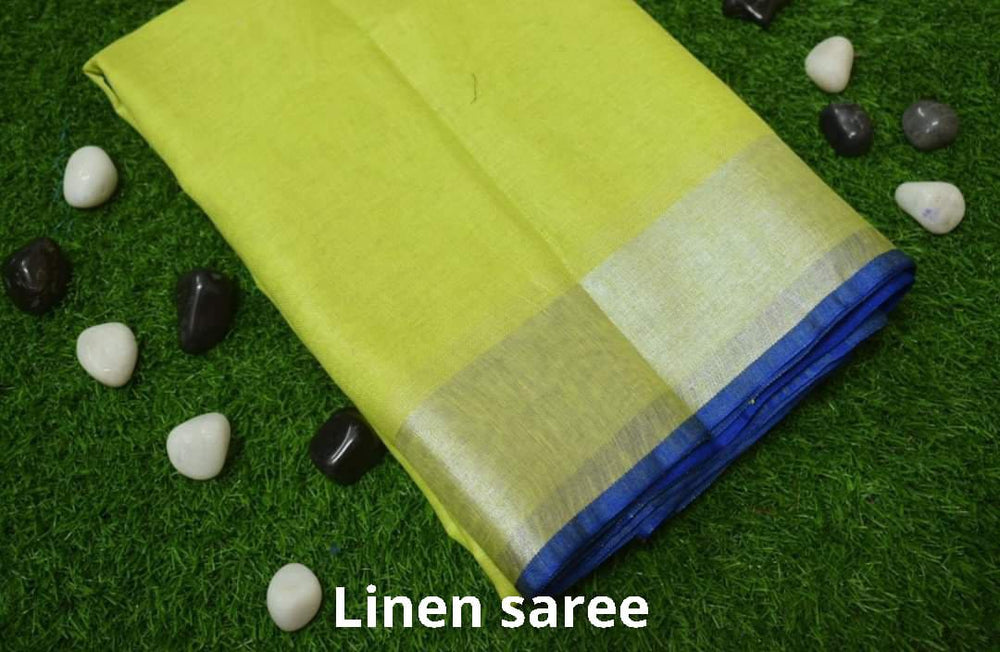 Pure linen plane saree SILK ZONE