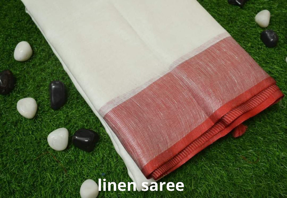 Pure linen plane Saree SILK ZONE