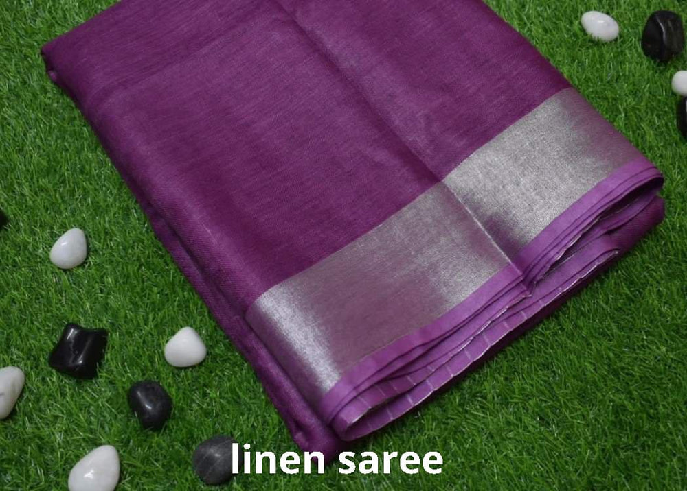 Pure linen plane saree SILK ZONE