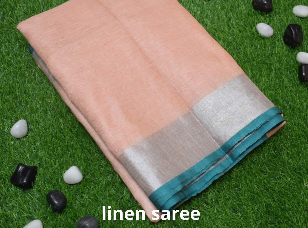Pure linen plane saree SILK ZONE