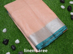 Pure linen plane saree SILK ZONE