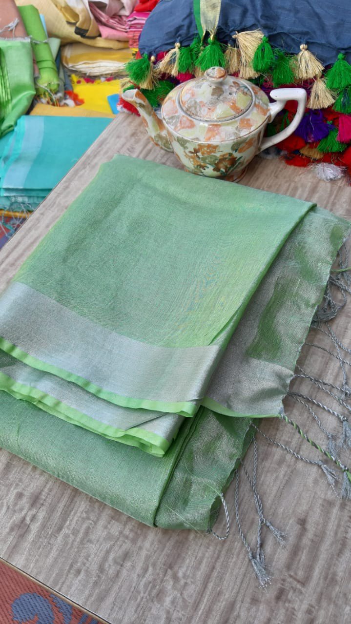 Pure linen plane saree SILK ZONE
